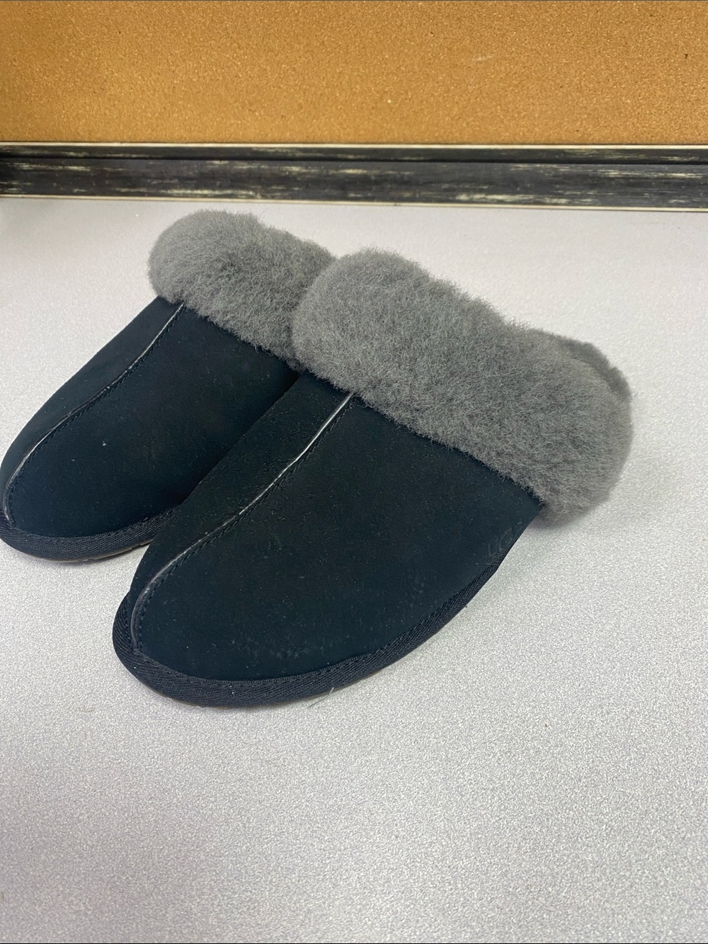 UGG Men's Black Suede Slip-On Shearling-Trim Mules